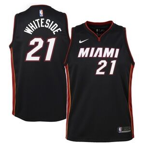 NBA Authentic Boys Size Large Miami Heat #21 Whiteside Jersey Great Condition